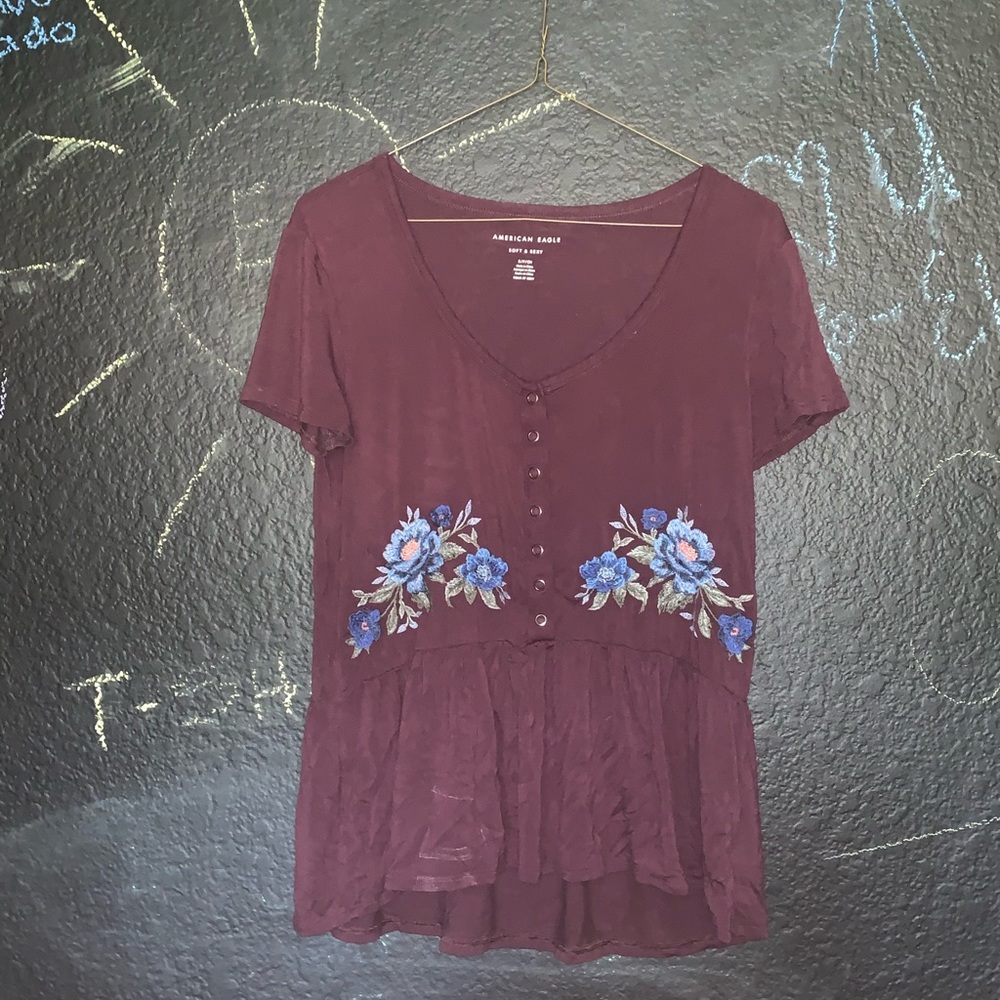 Maroon embroidered blouse